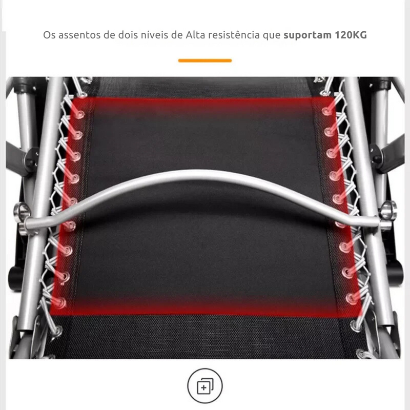 (QUEIMA DE ESTOQUE) Cadeira Dobrável Reclinável de Alta Resistencia (suporta até 150kg) + Almofada e Suporte de Brinde + 1 COPOP STANLEY