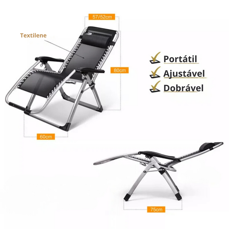 (QUEIMA DE ESTOQUE) Cadeira Dobrável Reclinável de Alta Resistencia (suporta até 150kg) + Almofada e Suporte de Brinde + 1 COPOP STANLEY